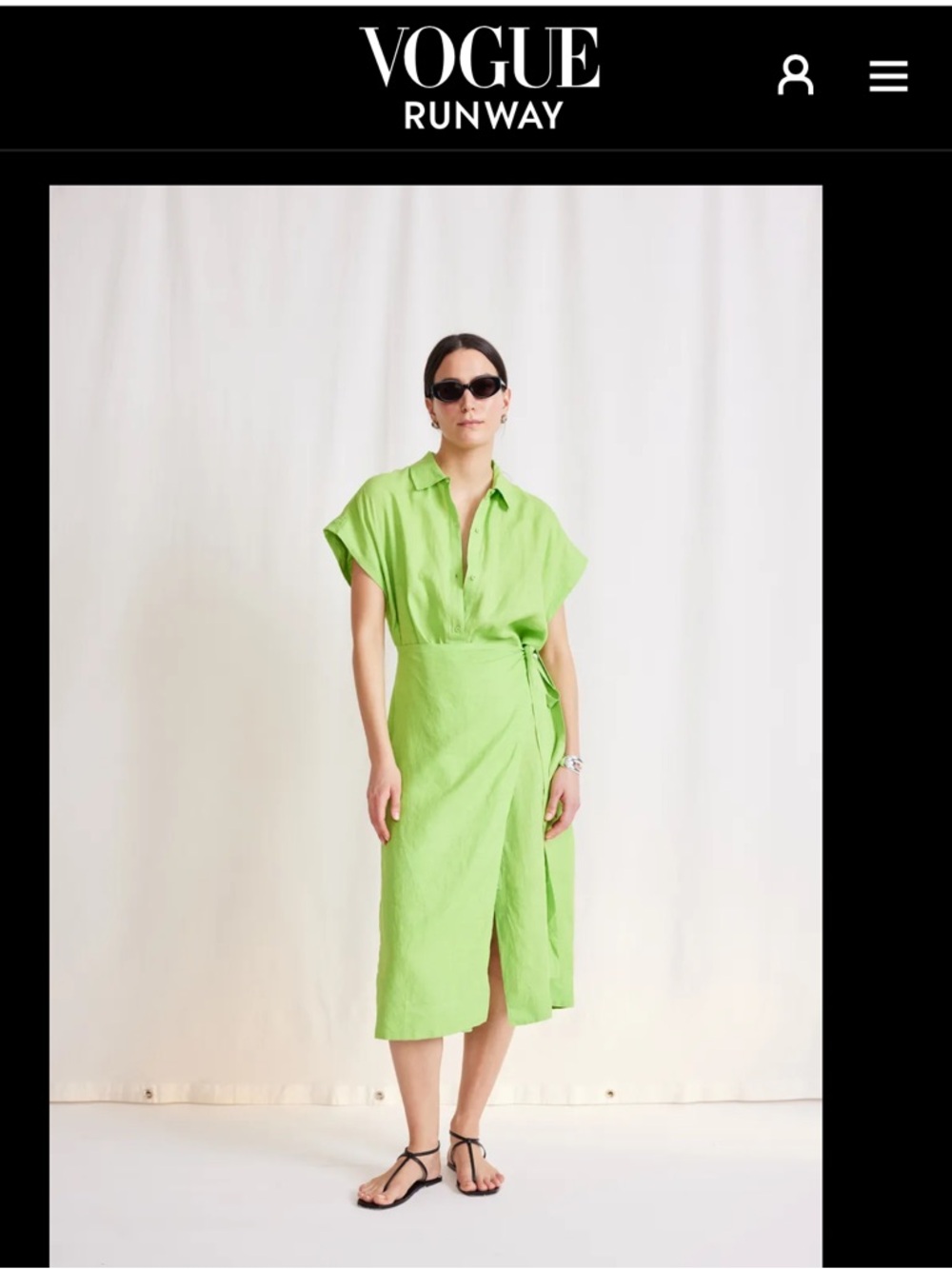 Apiece Apart Bright Lime Green Button-Front Dress - Picture 2 of 6